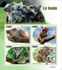 NIGER - 2022 - Koalas - Perf 4v Sheet - Mint Never Hinged