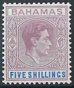 Bahamas 1938 5s sg156 thick chalky paper very fine mint white gum, scarce