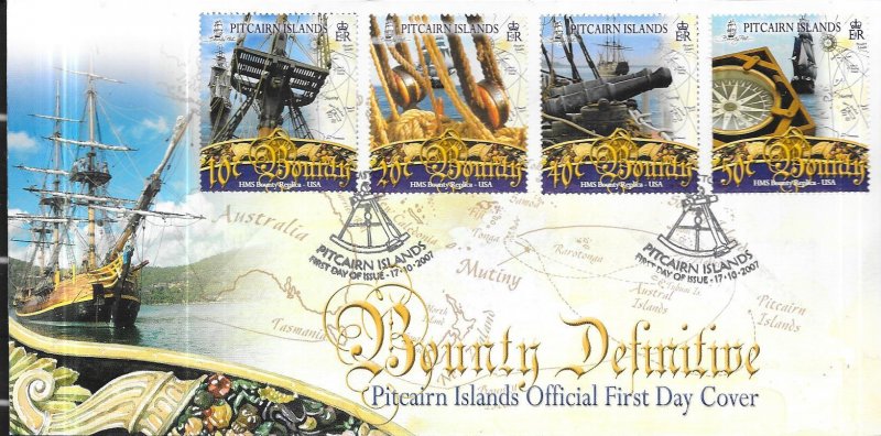 Pitcairn Islands #652-655 H.M.S. Bounty on cover  (FDC)  CV $2.25