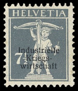 Switzerland, Officials #1O3 Cat$300+ (for hinged), 1918 7 1/2c gray, type I, ...