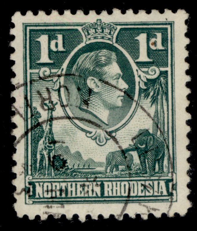 NORTHERN RHODESIA GVI SG28, 1d green, FINE USED. 