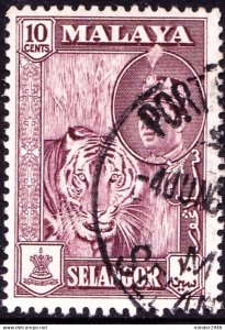 MALAYA SELANGOR 1961 10c Deep Maroon SG134 Fine Used