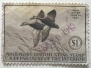 RW7 1940 US Duck Stamp Signed No Gum