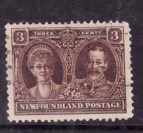 Newfoundland-Sc#147- id8-used 3c Queen Mary & KGV-1928-