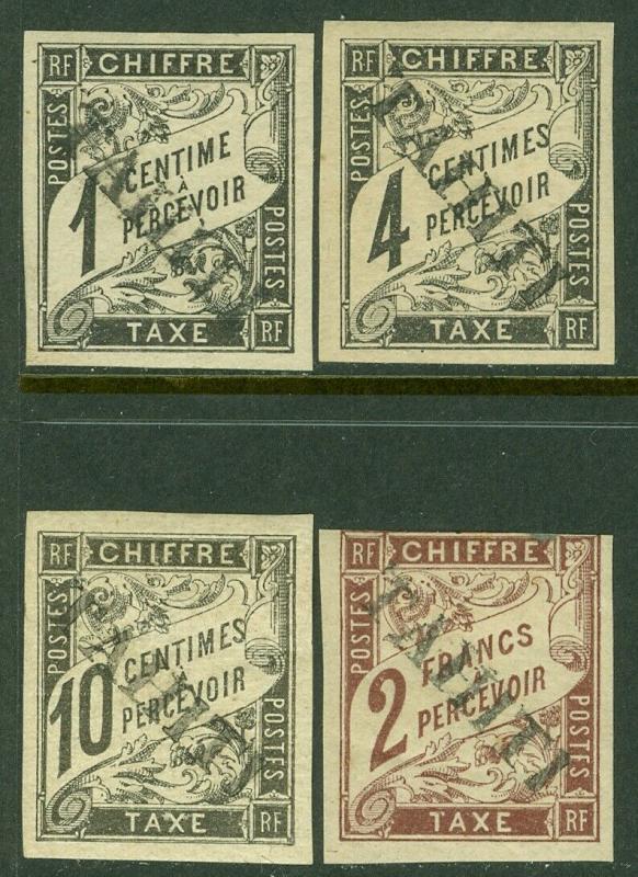 EDW1949SELL : TAHITI 1893 Sc #J1, 4, 6, 13 VF MOG Signed Carion Paris Cat $2,400