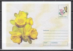 Romania, 2002 issue. Butterfly & Orchid Postal Envelope.