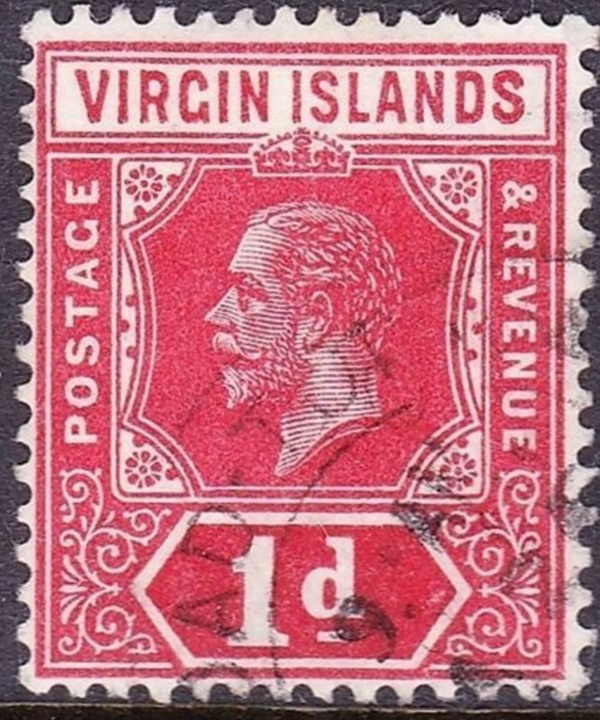 BRITISH VIRGIN ISLANDS 1917 KGV 1d Scarlet SG70b CV£14 Fine Used