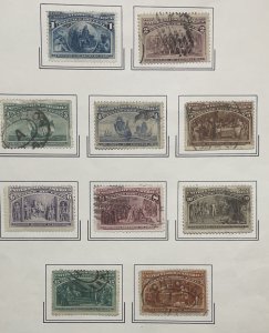 US 1893  Columbian Exposition #230- 239 used fine ccondition