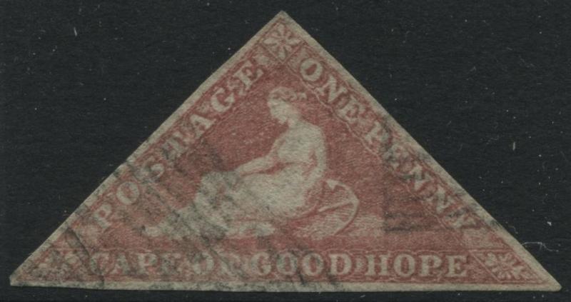 Cape of Good Hope Triangle 1855 1d rose Perkins Bacon printing used 