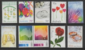 AUSTRALIA SG4145/54 2014 GREETINGS STAMPS MNH