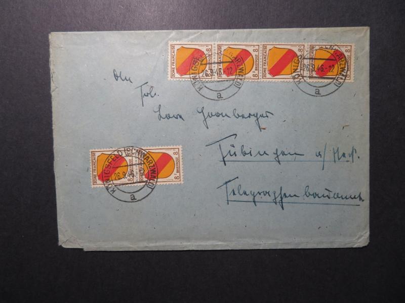 Germany 1946 French Zone Cover / Strip of 4 & Pair / 48F - Z12364