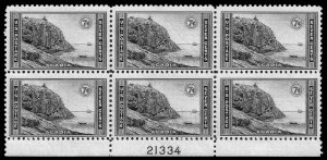 USA 746 Mint (NH) Plate Block of 6 (black ink xfer on back)