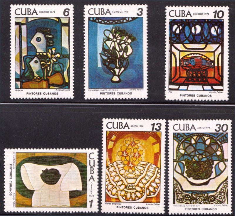 1978 Cuba Stamps Paintings by Amelia Pelaez Complete Set MNH