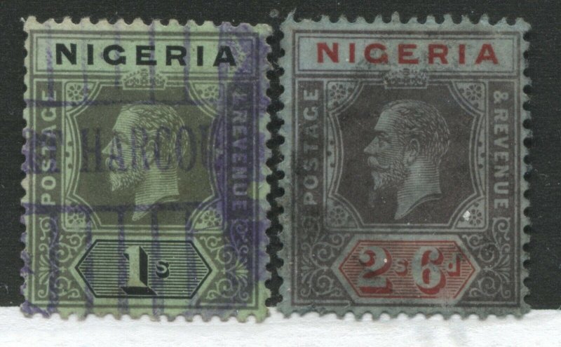 Nigeria KGV 1914 1/ and 2/6d used