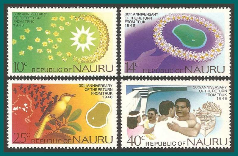 Nauru 1976 Return from Truk, MNH  134-137,SG143-SG146