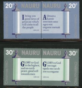 NAURU Scott 217-220 MNH** Christmas 1980 pairs