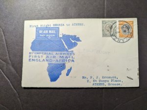 1931 British KUT Airmail First Flight Cover FFC Mwanza Tanganyika to Athens