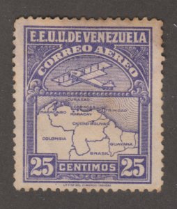 Venezuela C4 Airplane and Map of Venezuela 1930