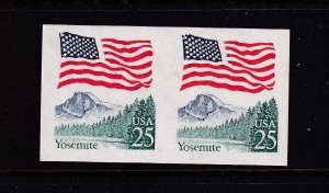 1988 Imperforate pair Sc 2280c 25c Flag over Yossemite coil error MNH (D4