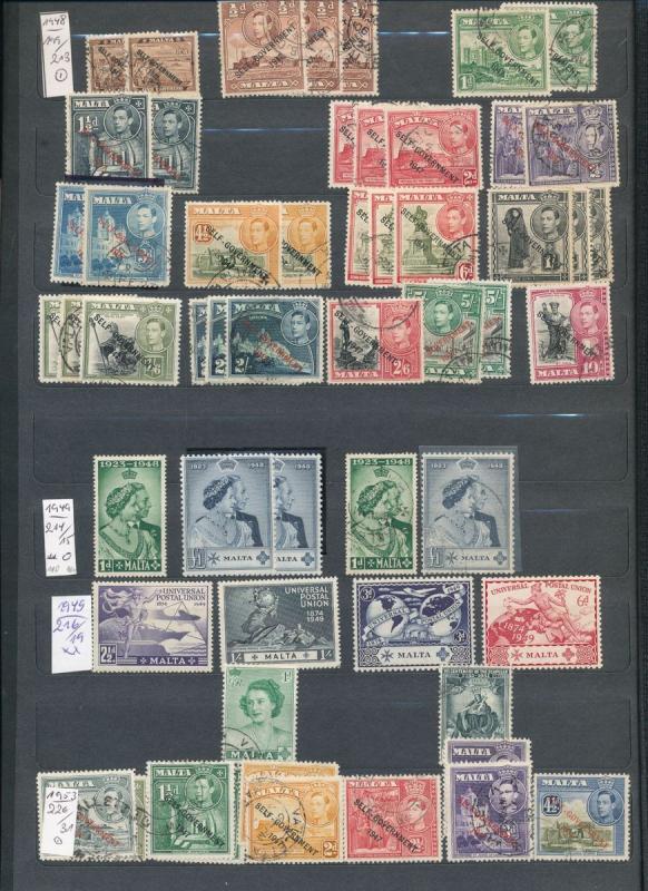 MALTA Good 1863/1972 M&U Collection (Appx 550+Stamps)ALB413