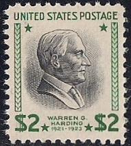 833 2 Dollar Warren G. Harding Stamp mint OG NH XF