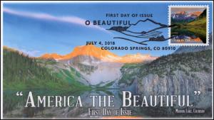 18-186, 2018, O' Beautiful, First Day Cover, Pictorial Postmark, Maroon Lake CO