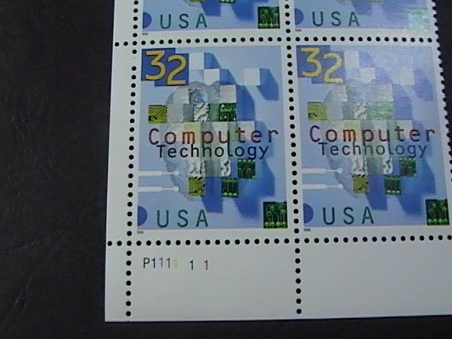 US # 3106-MINT/NEVER HINGED--LL--PLATE # BLOCK OF 4--COMPUTER TECH--1996