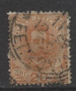 Italy - Scott 69 - King Humbert I -1891 - Used - 20c Orange Stamp