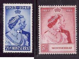 Montserrat-Sc#106-7- id7-used KGVI Omnibus one pound-Silver Wedding-1948