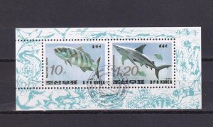 SA13i Korea 1993 Fish used minisheet