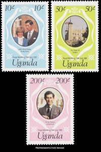 Uganda Scott 314-316 Mint never hinged.