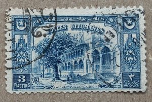 Turkey 1920 3pia blue Fountains of Suleiman, used. Scott 594, CV $0.60