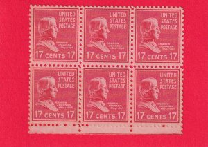 US 822 MNH OG BLOCK OF SIX