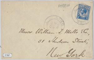 51921 - STRAITS SETTLEMENTS -  POSTAL HISTORY - PERFIN STAMP on COVER 1917