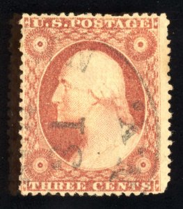US Scott 26A Used 3c dull red George Washington Lot AM1017A bhmstamps