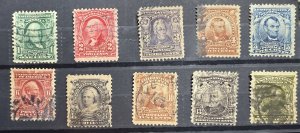 ​US 1901-03 perf 12 Series of10 stamps $300-309 Used Cat.Val. $54.00