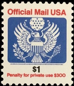 1993 $1 Eagle Official Mail USA Red & Blue Scott O151 Mint F/VF NH