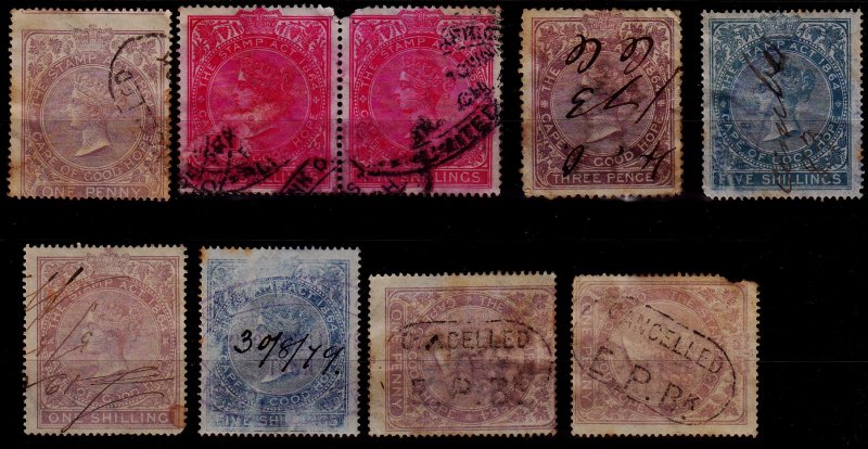 Cape of Good Hope Revenue stamps - Average condition - Excellent cancellations!