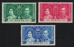 Malta George VI Coronation 3v 1937 MNH SG#214-216