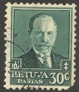 LITHUANIA #284, USED ON 102 CARD - 1934 - LITH078