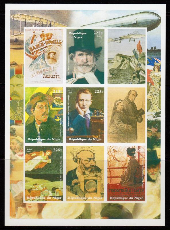 Niger 1998 YT#1256/1264 VERDI/PUCCINI/GAUGUIN 5 SHLT. COLOR PROOFS