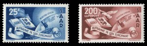 Saar #226, C12 Cat$175, 1950 Council of Europe, set of two, never hinged