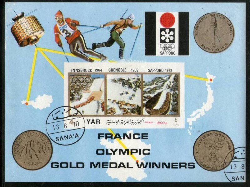 Yemen Arab Republic Olympic Games Sapporo France Gold Medal Winner M/s Cancel...