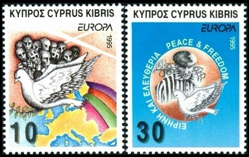 CYPRUS 1995 EUROPA: Peace and Freedom. Peace Doves. War Concentration Camp, MNH