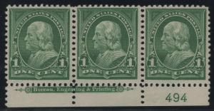  #279 Impt & PL# Strip of 3 VF OG  LH with PF Cert   (GP2)