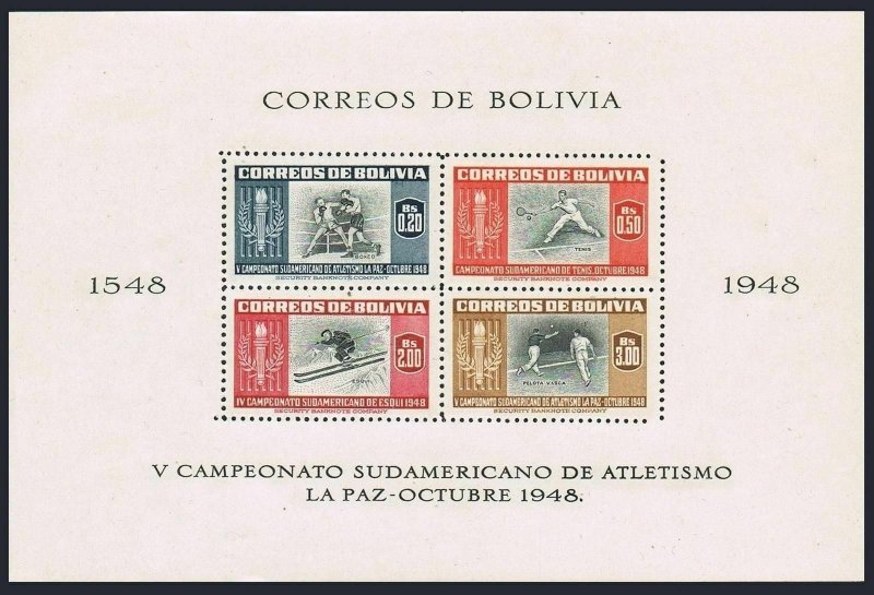 Bolivia 357a-358a,C155a-C156a,MNH. Athletic Championship matches, La Paz-1948. 