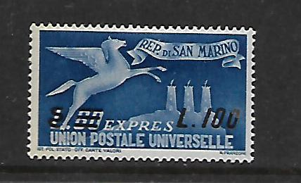 SAN MARINO, E25, MINT HINGED, SURCHARGED, PEGASUS