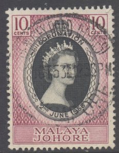 Malaya Johore Scott 155 - SG152, 1953 Coronation 10c used