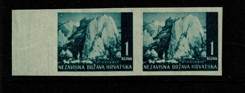 Croatia SC# 33 Imperf Pair / White Paper / No Gum - S9625