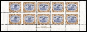 Papua 1931 Lakatoi 2d on 1½d JOHN ASH Imprint block of ten MNH. SG 122.